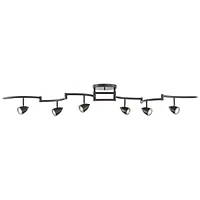 Pro Track Heavy Duty Axel 6-Head Led Ceiling Track Light Fixture Kit Spot-Light GU10 Dimmable Black Metal Farmhouse Rustic Industrial Large Kitchen Ba