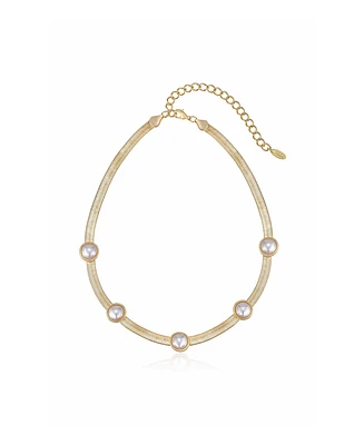 Ettika Imitation Pearl Dotted 18K Gold Plated Snake Chain