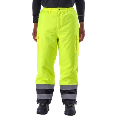 RefrigiWear Men's HiVis Insulated Waterproof Pants - High Visibility, Warm, Durable Workwear