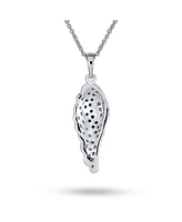 Two Tone Pave Black White Cubic Zirconia Cz Spiritual Guardian Angel Wing Feather Dangle Pendant Necklace For Women For Teen
