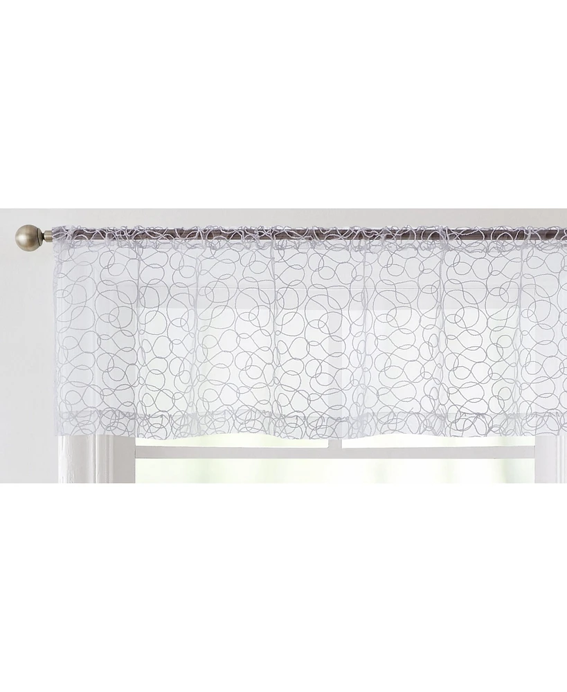 Hlc.me Audrey Embroidered Sheer Voile Window Curtain Rod Pocket Valance for Kitchen, Bedroom, Small Windows and Bathroom