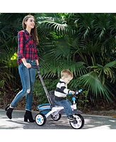 Slickblue Girls 4-in-1 Tricycle Stroller with Detachable Design and Round Sun Canopy