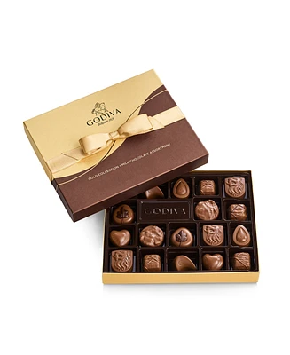Godiva Assorted Milk Chocolate Gold-Tone Gift Box, 18 Pieces