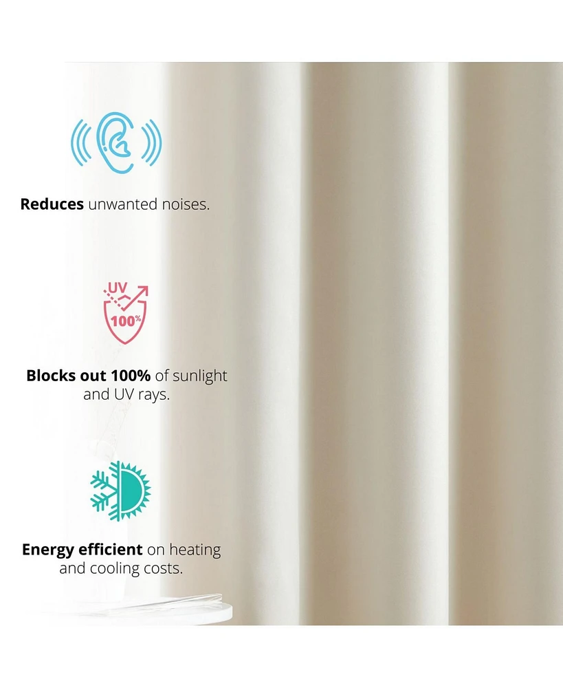 Hlc.me Laurance Full Shaded Blackout Curtains - Thermal Insulation Light Blocking Home Theater Grommet Window Drapery Basement Curtains