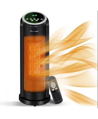 Portable Oscillating Ptc Ceramic Space Heater 1500W Led 12H Timer Remote Control