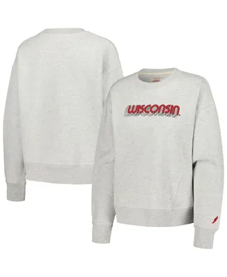 Women's League Collegiate Wear Ash Wisconsin Badgers Boxy Pullover Sweatshirt