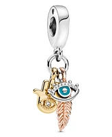 Pandora Cubic Zirconia Hamsa, All-seeing Eye Feather Spirituality Dangle Charm
