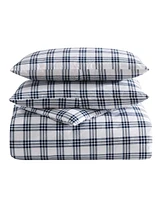 Eddie Bauer Basic Plaid Cotton Percale 3 Piece Duvet Cover Set, King