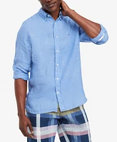 Tommy Hilfiger Men's Pigment-Dyed Linen Button-Down Long Sleeve Shirt