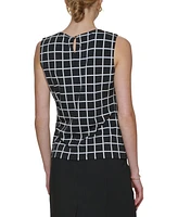 Calvin Klein Printed Pleat-Neck Blouse, Regular and Petite Sizes