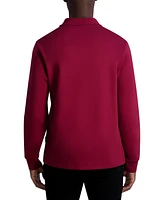 Karl Lagerfeld Paris Men's Signature Logo Long Sleeve Knit Johnny Collar Polo Shirt