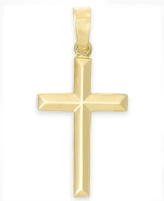 Tube Cross Pendant in 14k Gold