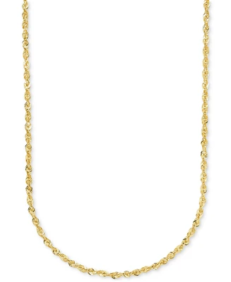 Highly Polished Rope Link 18" Chain Necklace (2-5/8mm) in 14k Gold, Made in Italy