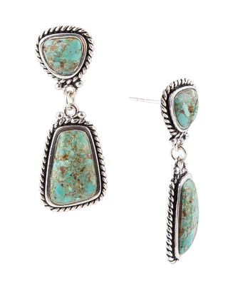 Barse Roped Genuine Turquoise Abstract Drop Earrings
