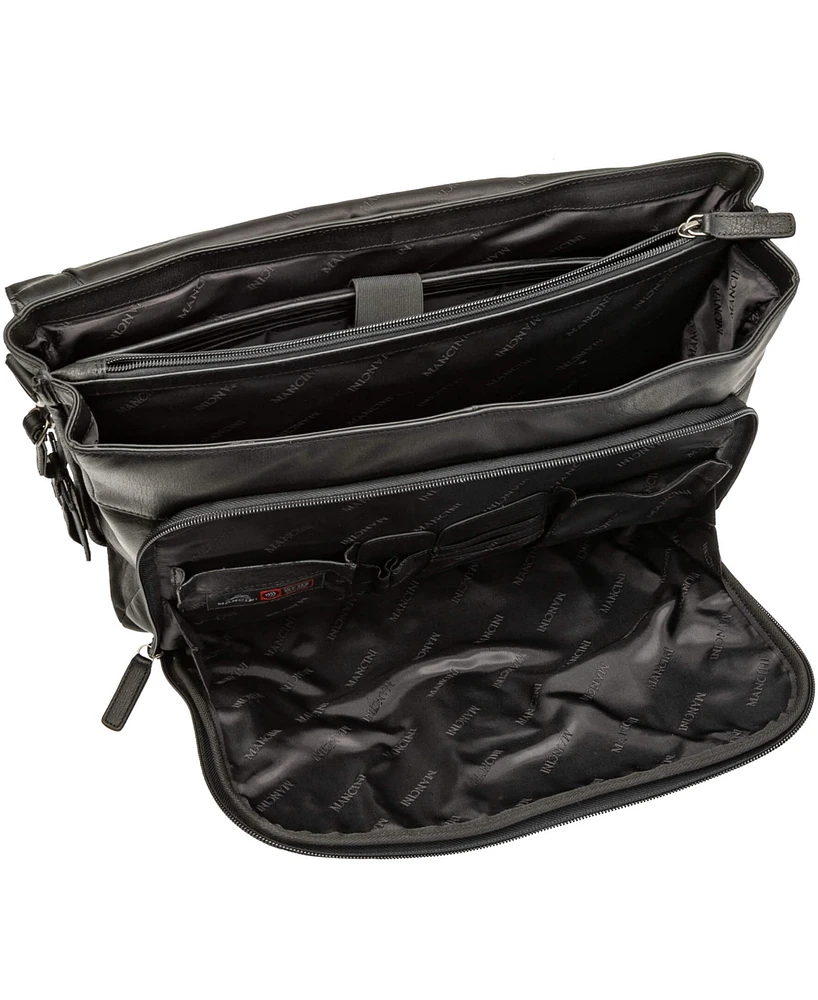 Mancini Men's Buffalo Double Compartment Briefcase for 15.6" Laptop , Tablet