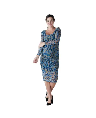 Women's Maternity Printed Mesh Bodycon Dress