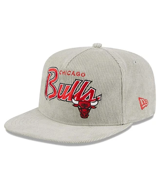 Men's New Era Gray Chicago Bulls The Golfer Corduroy 9FIFTY Snapback Hat