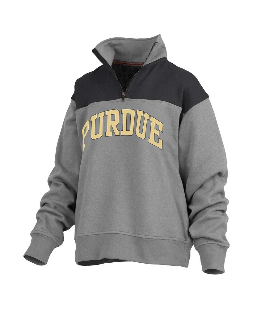 Women's Pressbox Gray Purdue Boilermakers Avon Fleece Quarter-Zip Jacket