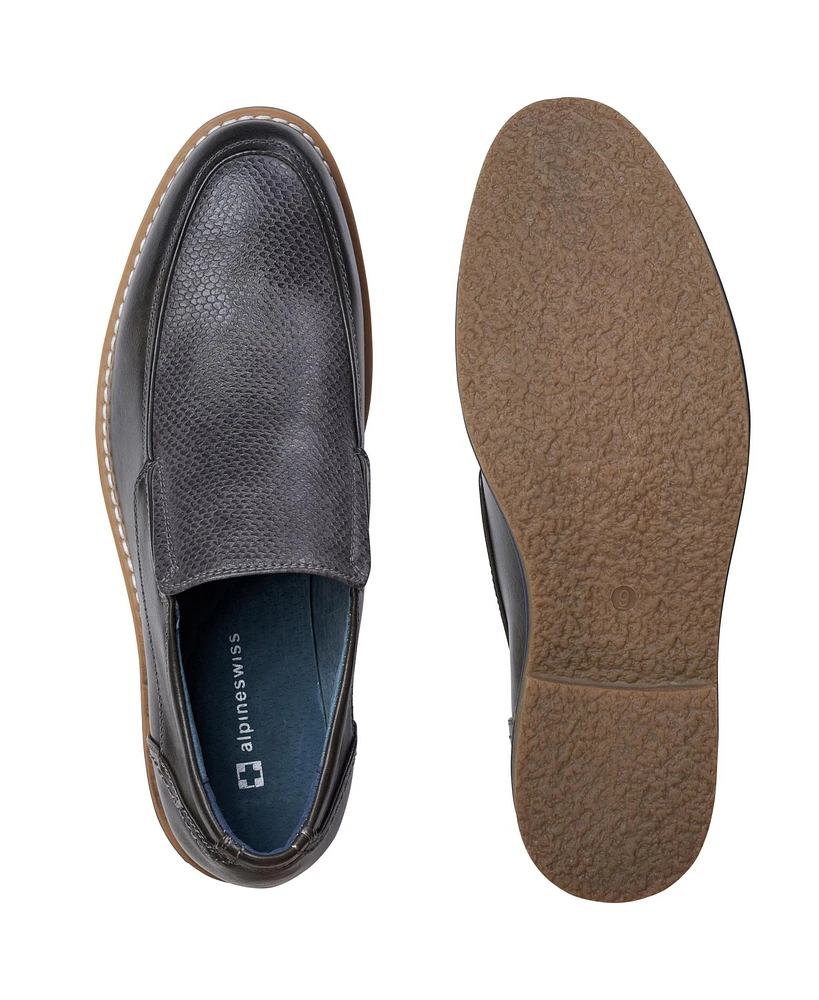 Alpine Swiss Carter Mens Slip On Loafers Snakeskin Dress Shoes Leather Lined