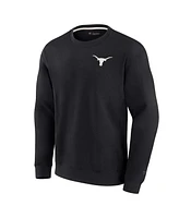 Men's and Women's Fanatics Signature Black Texas Longhorns Super Soft Pullover Crew Sweatshirt