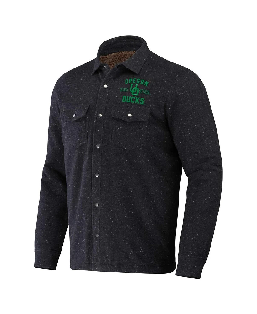 Men's Darius Rucker Collection by Fanatics Heather Charcoal Oregon Ducks Sherpa-Lined Full-Snap Shacket