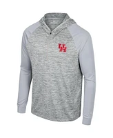Men's Colosseum Gray Houston Cougars Cybernetic Raglan Quarter-Zip Hooded Top