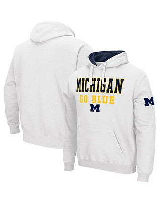 Men's Colosseum White Michigan Wolverines Sunrise Pullover Hoodie