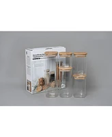 Genicook 5 Pc Glass Food Storage Jars, Borosilicate Glass Canister Set with Bamboo