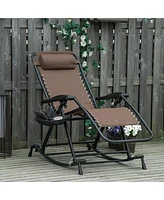 Outsunny Rocking Zero Gravity Lounge Chair, Folding,