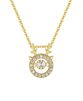 Macy's Cubic Zirconia Round Reindeer Pendant Necklace