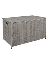 Household Essentials Woven Paper Rope Storage Chest with Hinged Lid and Integrated Handles