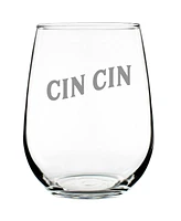 Bevvee Cheers Italian Cin Cin Italy Gifts Stem Less Wine Glass, 17 oz