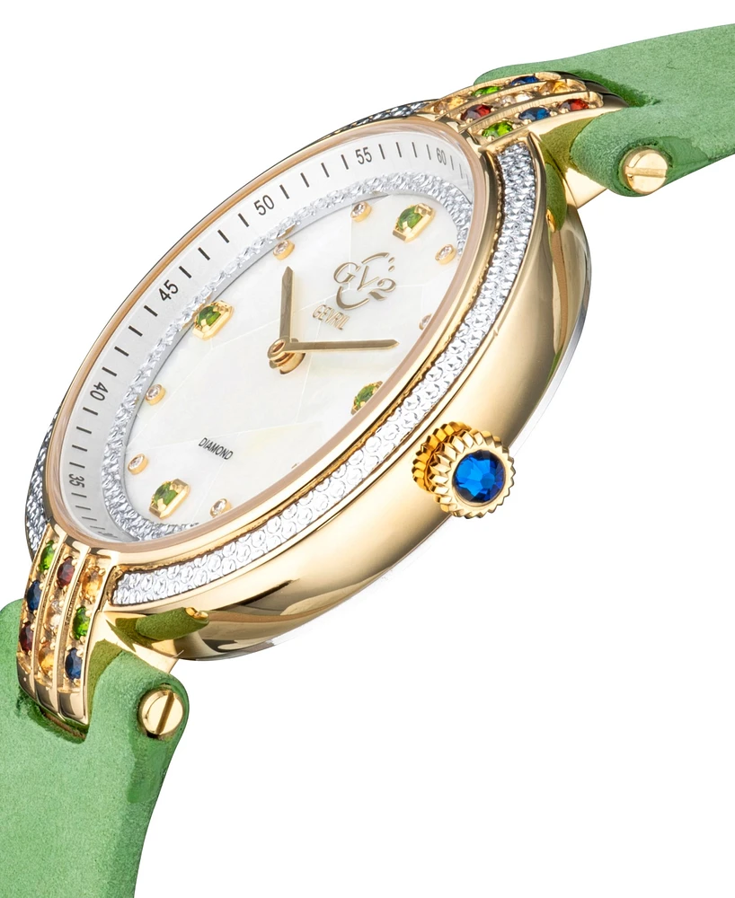 Gv2 by Gevril Women's Matera Swiss Quartz Green Italian Suede Watch 35mm
