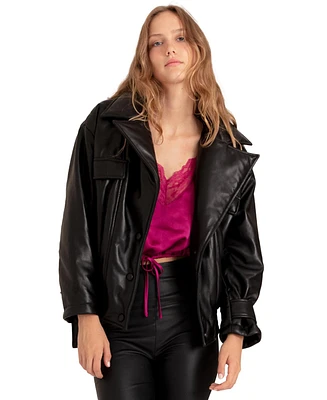 Belle & Bloom Women's Love Drunk Leather Bomber