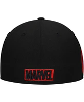 Men's Black Marvel Spiderman Logo Elements Fitted Hat
