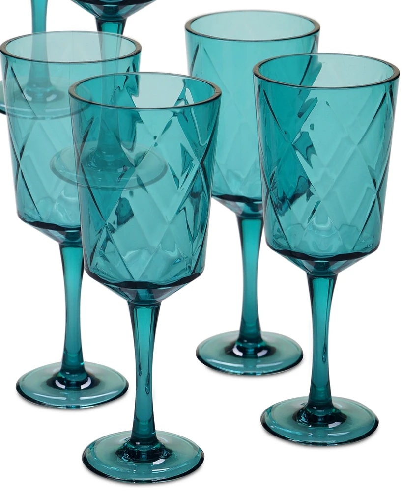 Certified International Teal Diamond Acrylic 8-Pc. All-Purpose Goblet Set