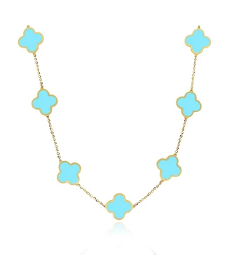 The Lovery Large Turquoise Clover Necklace 14K Gold