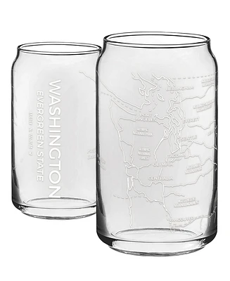 Narbo The Can Seattle Map 16 oz Everyday Glassware, Set of 2