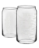 Narbo The Can Seattle Map 16 oz Everyday Glassware, Set of 2