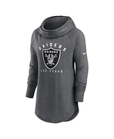 Women's Nike Heather Charcoal Las Vegas Raiders Raglan Funnel Neck Pullover Hoodie