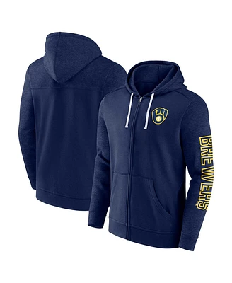 Men's Fanatics Navy Milwaukee Brewers Offensive Line Up Full-Zip Hoodie