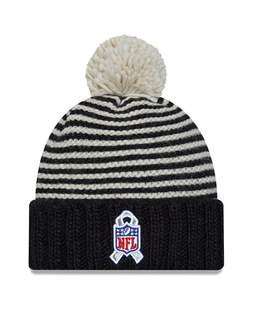 Women's New Era Black New England Patriots 2023 Salute To Service Cuffed Pom Knit Hat