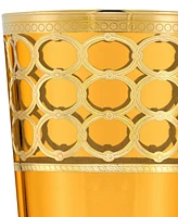 Lorren Home Trends Amber Color High Ball with Gold-Tone Rings, Set of 4