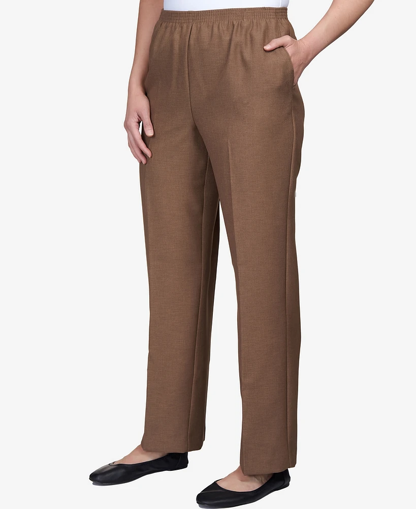 Alfred Dunner Petite Classic Textured Mid Rise Pull-On Pants