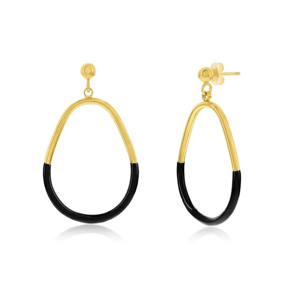 Gold Plated over sterling silver, Enamel Pear-Shaped Earrings