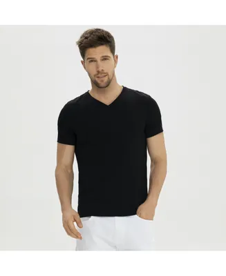 Bellemere New York Men's Grand V-Neck Mercerized Cotton Slim Fit T-Shirt - Consider Sizing Up for a Relaxed