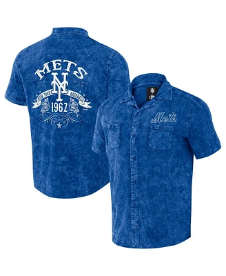 Men's Darius Rucker Collection by Fanatics Royal Distressed New York Mets Denim Team Color Button-Up Shirt