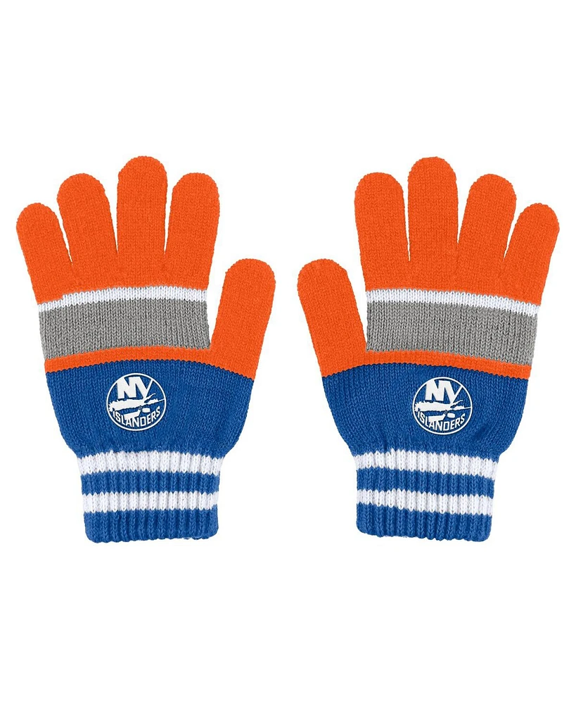 Women's Wear by Erin Andrews New York Islanders Stripe Glove and Scarf Set