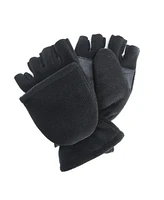 Muk Luks Men's Waterproof Fleece Flip Mittens, Black, XLarge