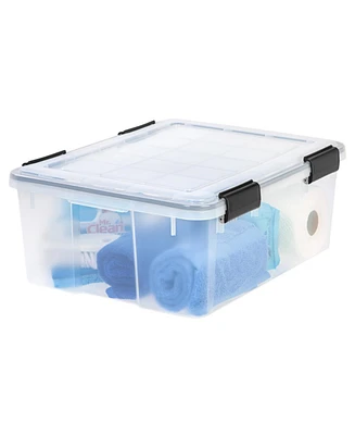 Iris 30.6qt Weatherpro Airtight Plastic Storage Bin with Lid and Seal and Secure Latching Buckles